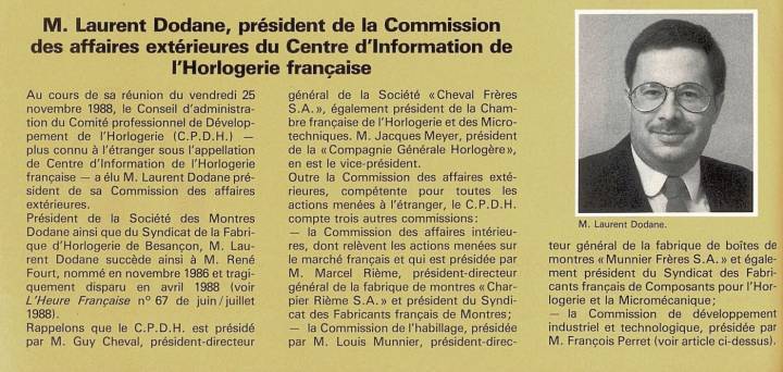 Portrait de Laurent Dodane en 1989 dans Europa Star: l'entrepreneur était aussi un éminent membre de plusieurs représentations officielles françaises. 