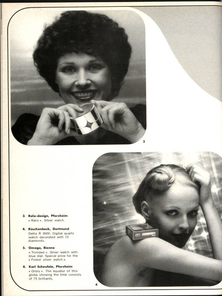Montre-bijou Orbis présentée par Karl Scheufele en 1974 dans les pages d'Europa Star (6., page suivante)