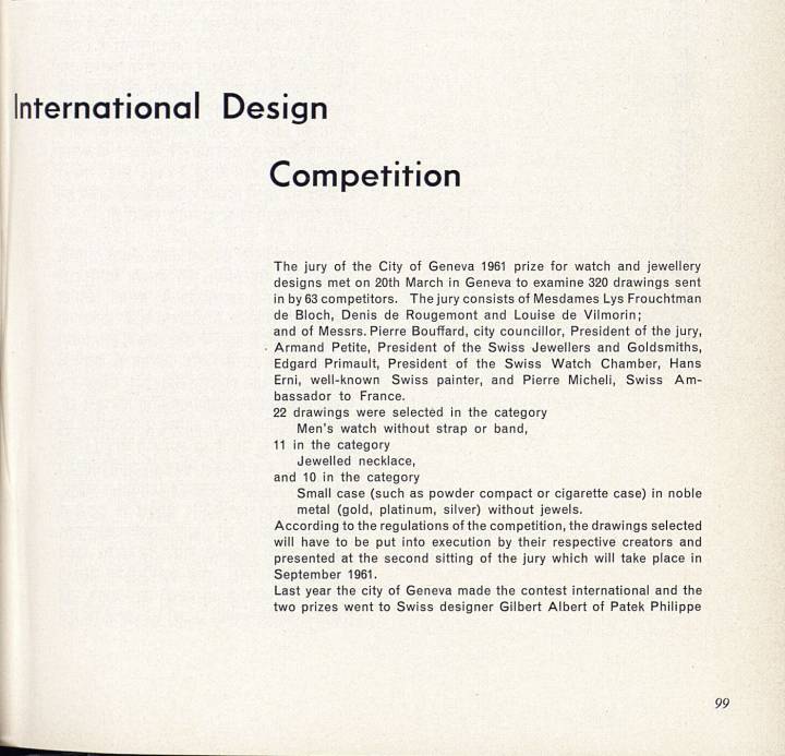 Gilbert Albert, lauréat du prix de design de la Ville de Genève avec Patek Philippe en 1960