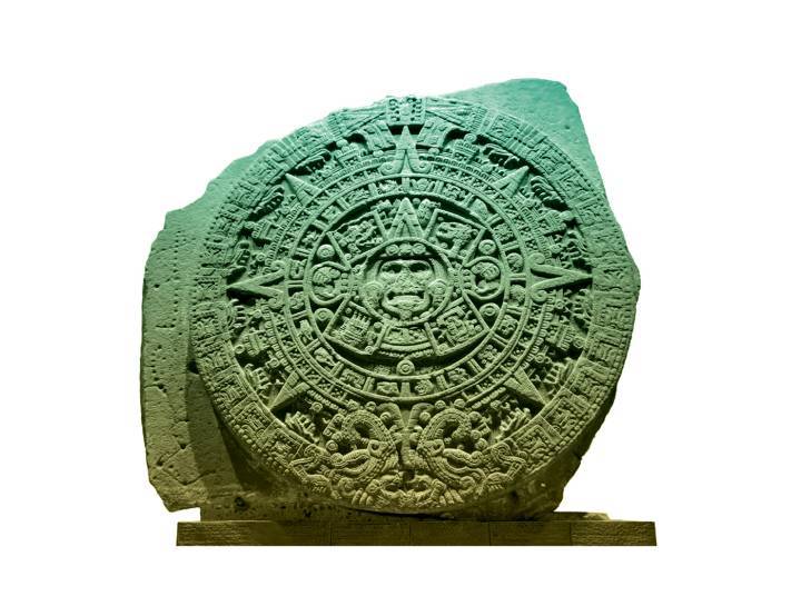 La pierre du soleil aztèque, datant du début du XVIe siècle, est un monolithe qui représente la cosmovision aztèque du temps. Exposé au Musée national d'anthropologie de Mexico, il mesure 3,6 mètres de diamètre et pèse plus de 24 tonnes.