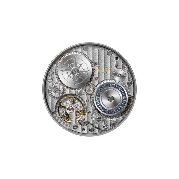 Pour ce premier modèle, un mouvement à double barillet disposant d'une réserve de marche exceptionnelle de 7 jours a été créé par Jean-François Mojon et la manufacture Chronode.