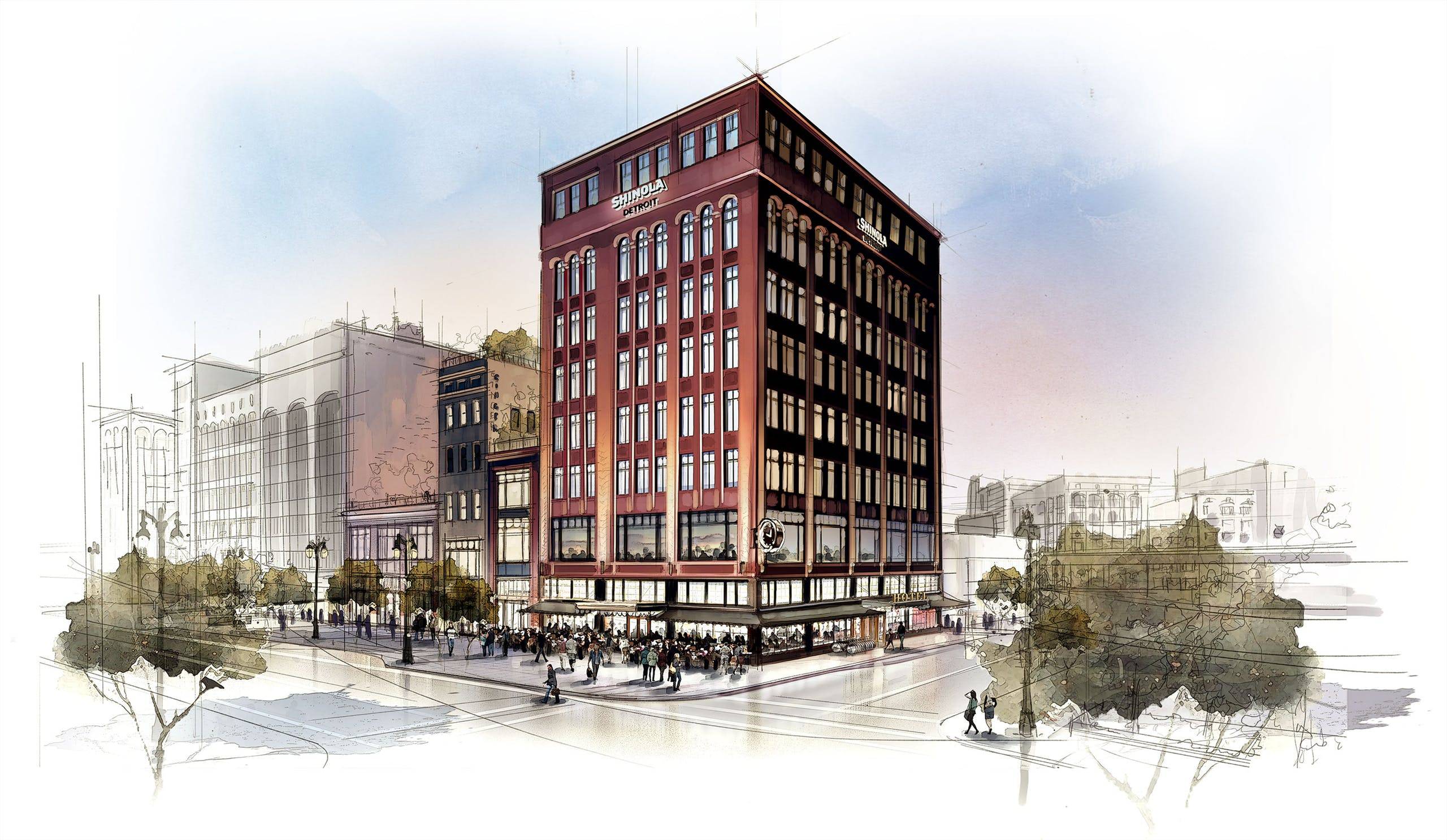 Le futur hôtel Shinola à Détroit, qui devrait ouvrir ses portes à l'automne 2018.