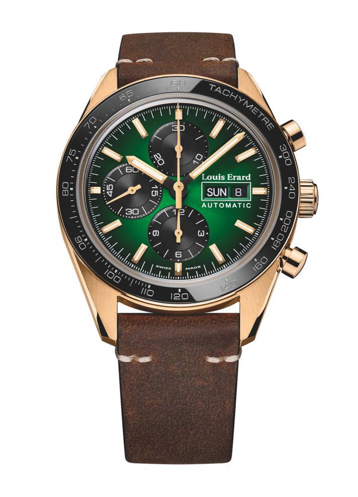 Chronographe La Sportive, boîtier bronze et cadran vert fumé