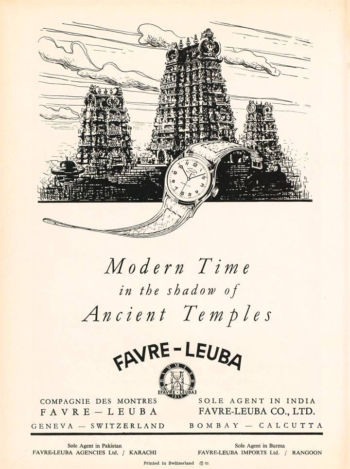 Favre Leuba dans l'édition indienne d'Europa Star en 1951.