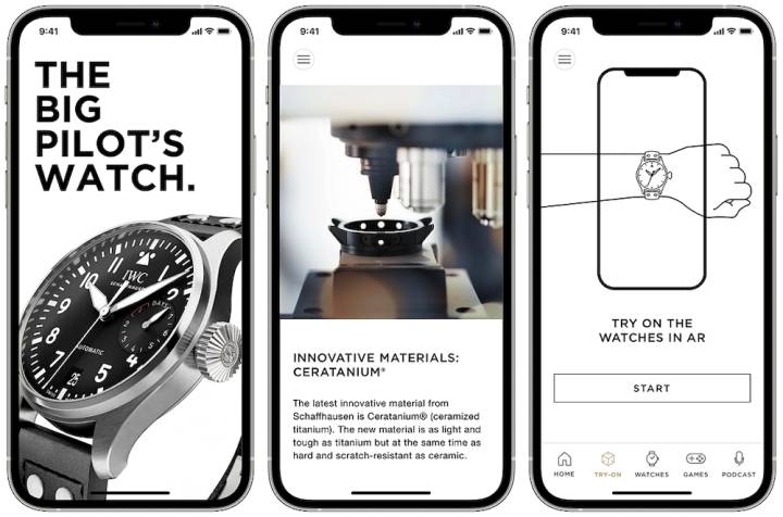 Juste à temps pour Watches and Wonders, IWC a lancé une application pour smartphone permettant d'essayer virtuellement une montre grâce à la réalité augmentée (AR).