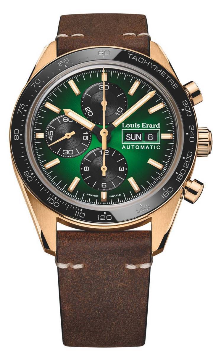Chronographe La Sportive, boîtier bronze et cadran vert fumé