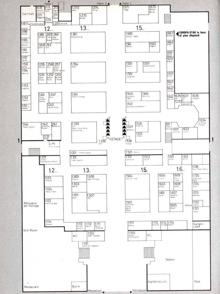 Le plan de la foire de Bâle en 1975 (Europa Star n°6/1974)