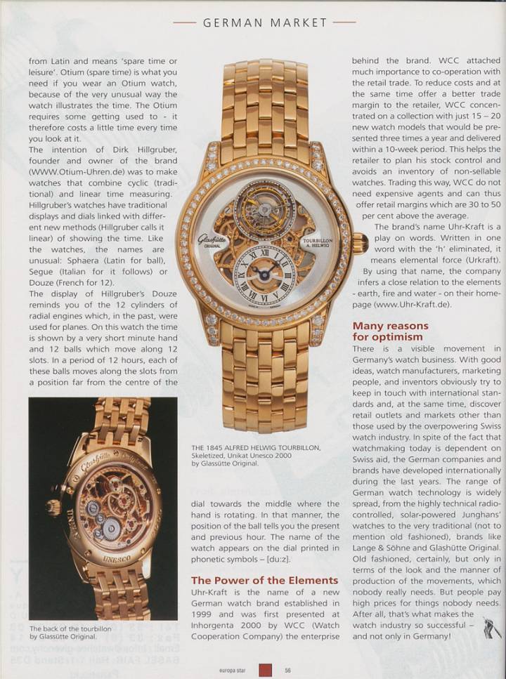 Europa Star 2/2001: un nouveau millénaire s'ouvre pour Glashütte Original, manufacture rescapée de nombreux séismes géopolitiques.