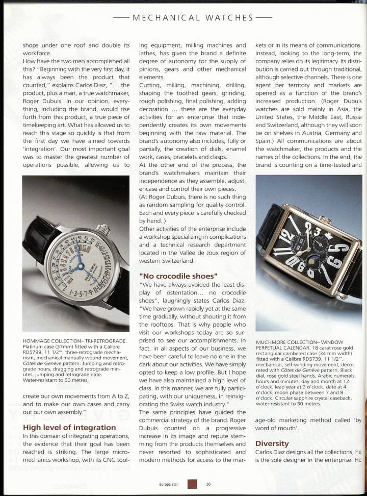 Entre le calme et le feu, les 30 ans de Roger Dubuis