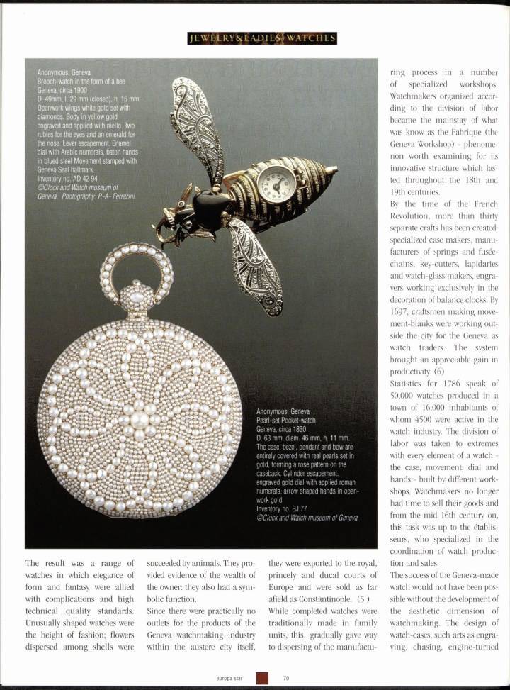 Quelques merveilles de feu le Musée d'horlogerie de Genève présentées en 1996 dans les pages d'Europa Star. Vers une renaissance?