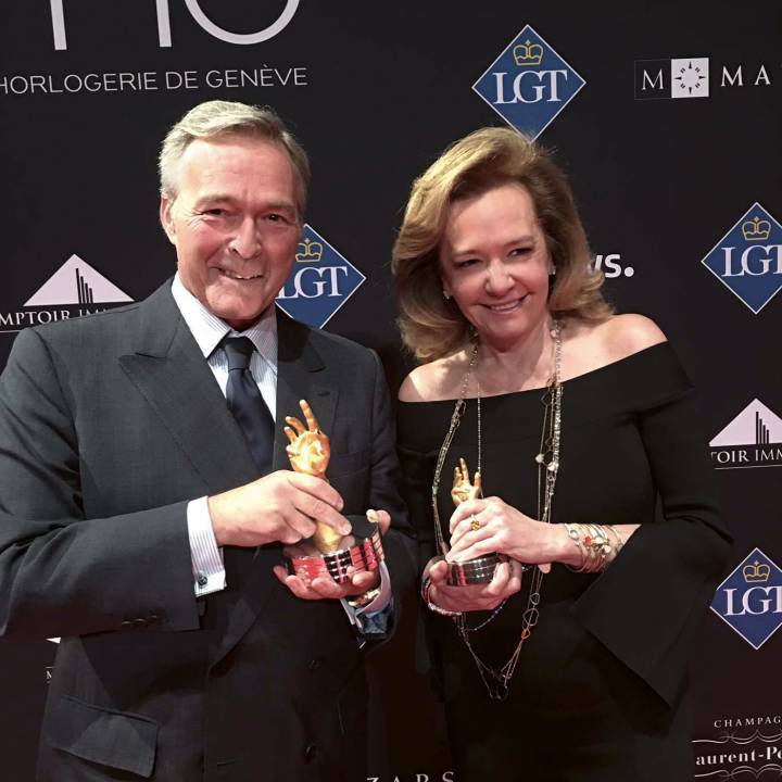 Karl-Friedrich et Caroline Scheufele au GPHG 2017. Chopard gagne l'Aiguille d'Or pour la L.U.C Full Strike