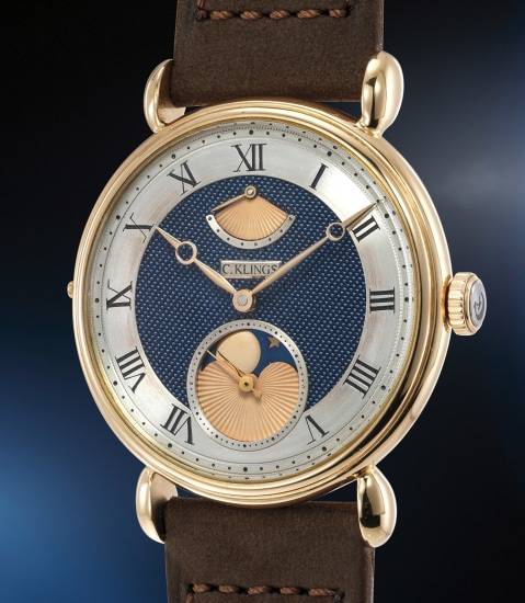 Lors de la session de ventes du printemps 2022, ce modèle CK1 en or rose de l'horloger indépendant allemand Christian Klings a été vendu pour plus de CHF 250'000 par Phillips.