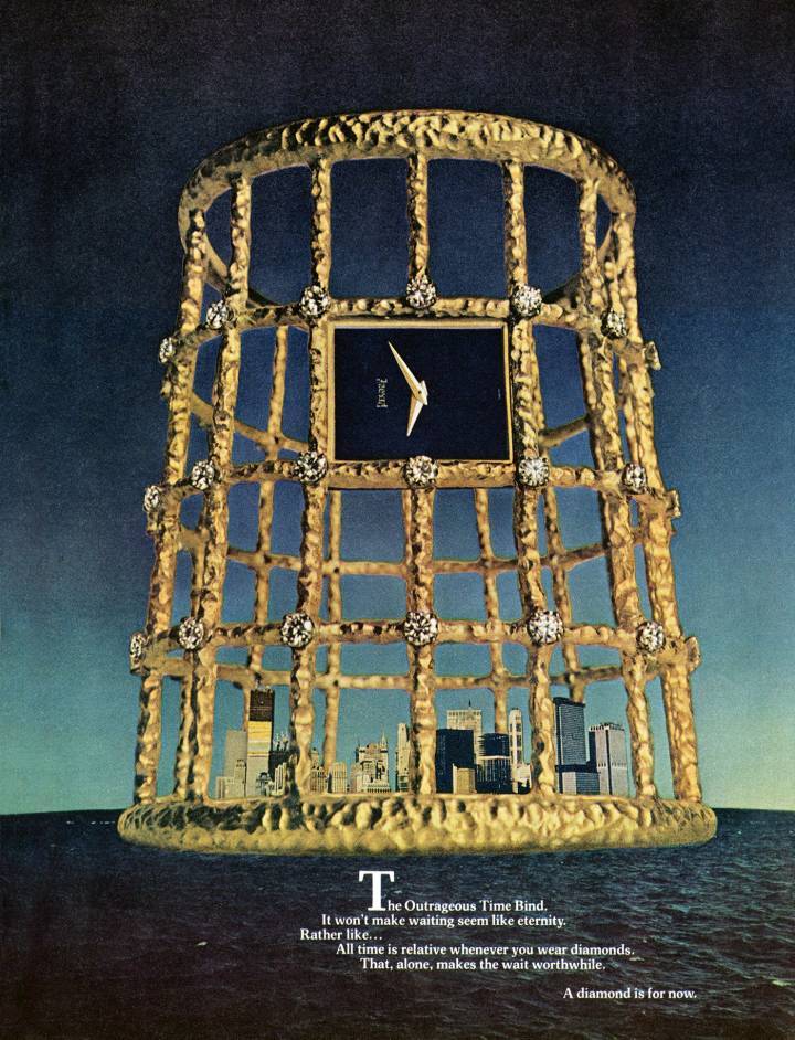 Montre Piaget Cuff. Publicité Piaget, 1969.