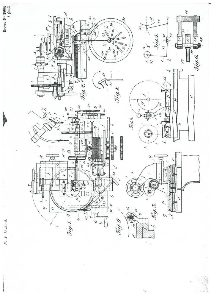 Brevet de machine à guillocher Lienhard & Cie