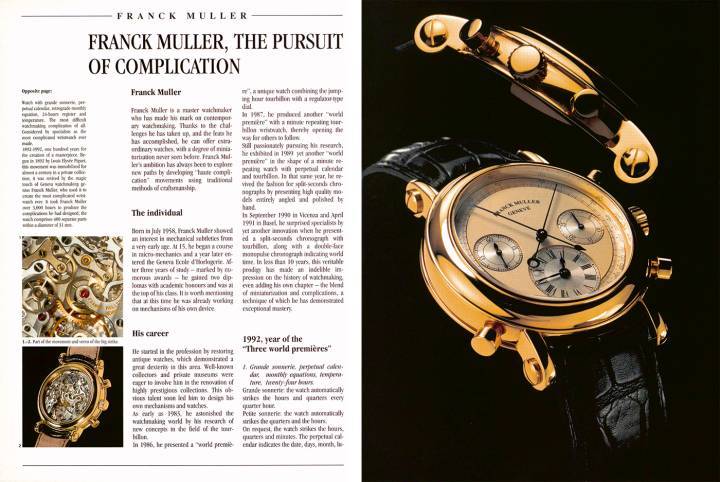 Le «prodige» des grandes complications Franck Muller dans Europa Star, juste après le lancement de sa marque au début des années 1990. ©Archives Europa Star 