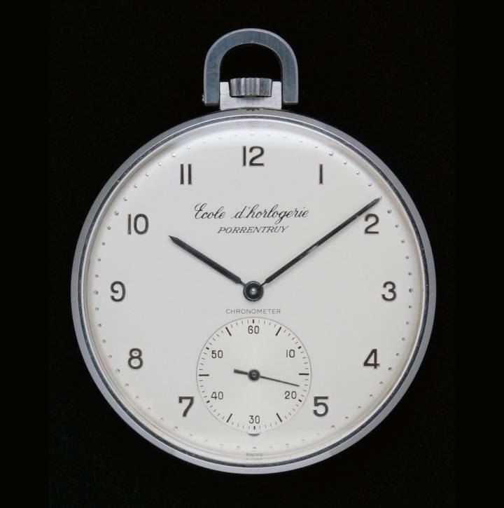Montre-école de poche, 1984 Archives La Clinique Horlogère