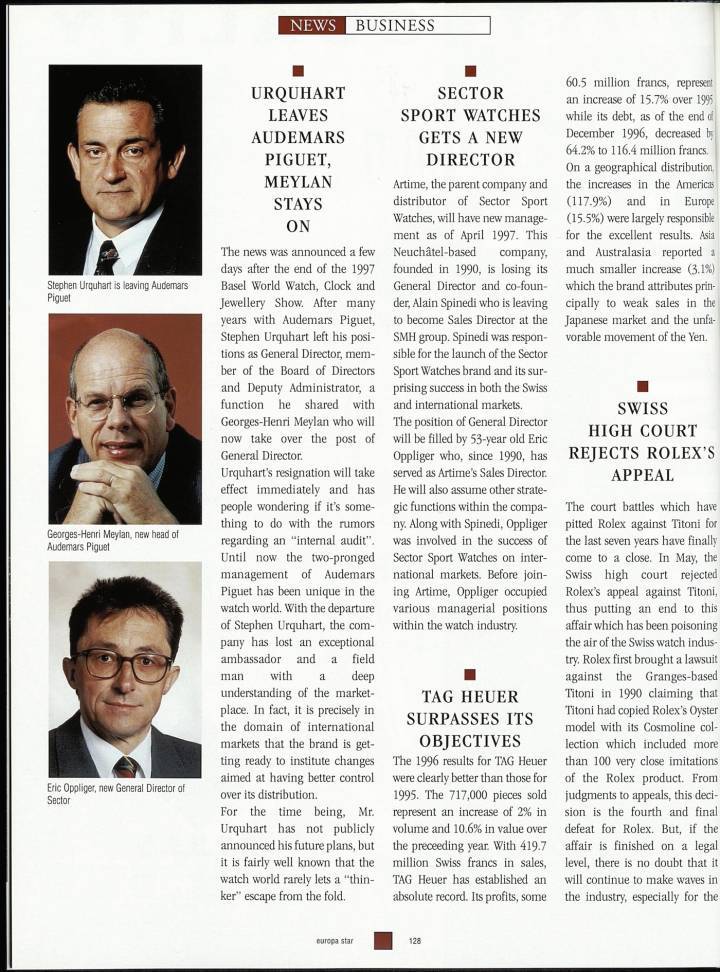 Suite au départ de Stephen Urquhart en 1997, George-Henri Meylan restera cette fois seul aux commandes d'Audemars Piguet pendant plus d'une décennie encore.