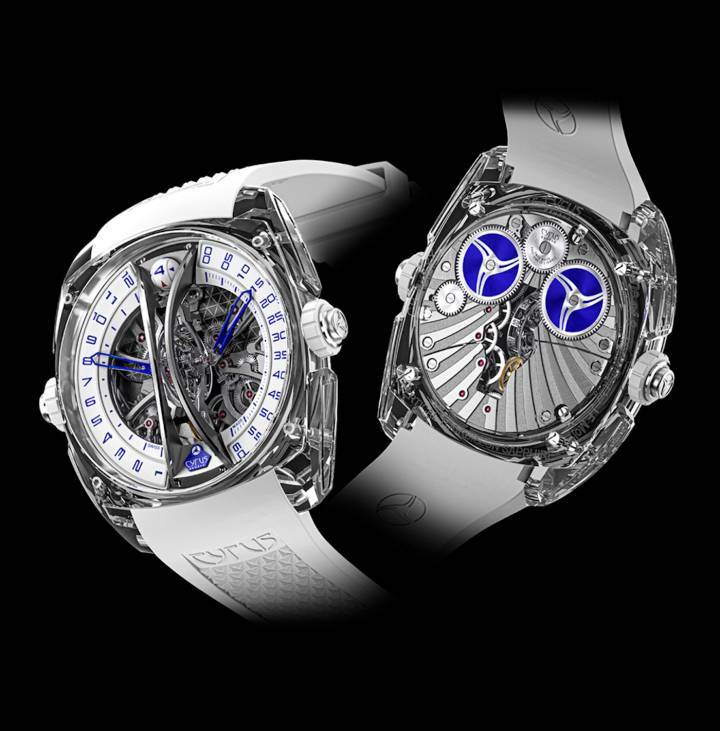 A Watches and Wonders cette année, la marque a également présenté la Klepcys Vertical Tourbillon Sapphire Blue, application parfaite des principes de transparence et d'architecture tridimensionnelle de Cyrus, avec son pont central vertical identitaire de la marque.