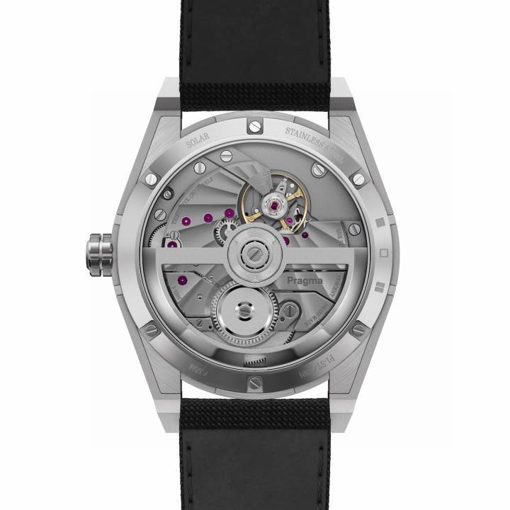 Le calibre de la Pragma P1 est réalisé par Chronode en titane 100% recyclé (platine et ponts).