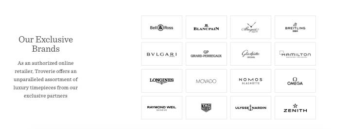Les marques partenaires de la nouvelle plateforme de e-commerce américaine Troverie