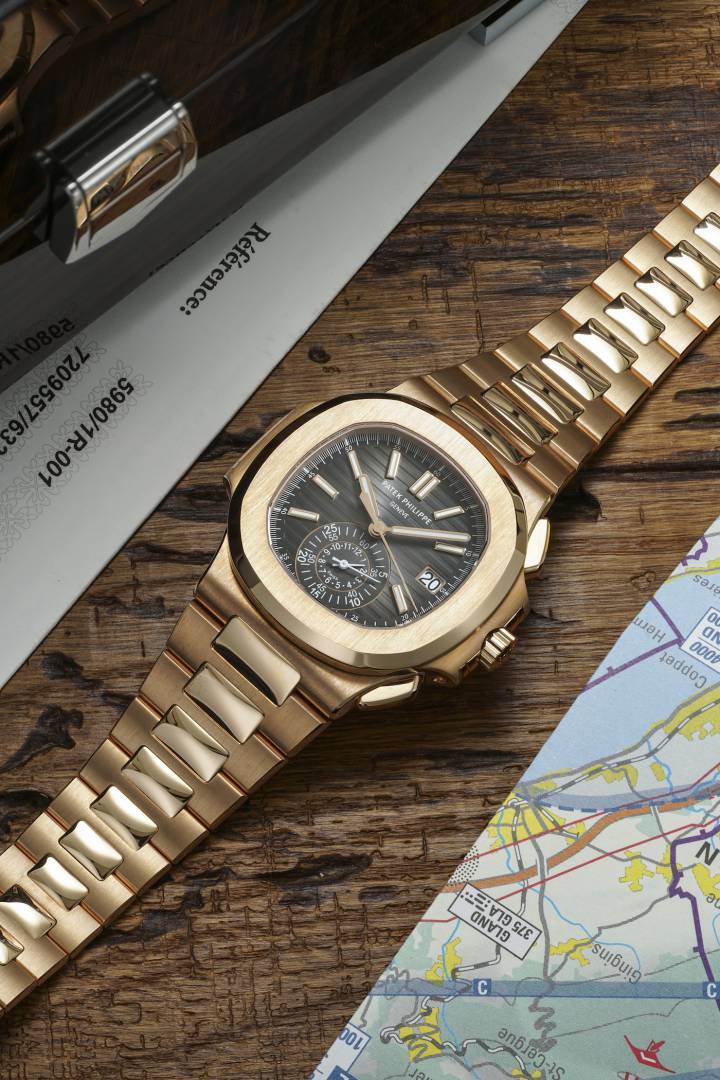 Patek Philippe Nautilus en or rose réf. 5980/1R, le lot phare de la première vente en ligne horlogère de Phillips, organisée en septembre depuis Genève