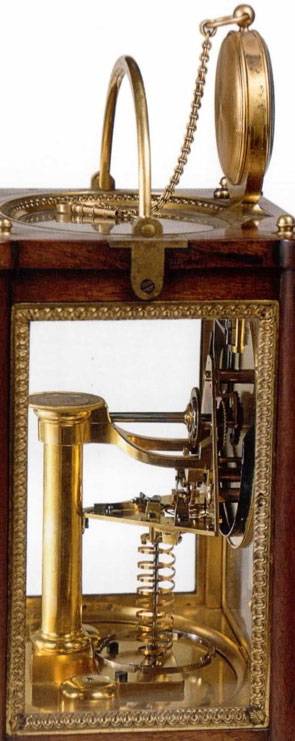 Détail du mécanisme liant la montre à l'horloge-mère.