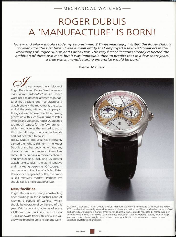 Entre le calme et le feu, les 30 ans de Roger Dubuis