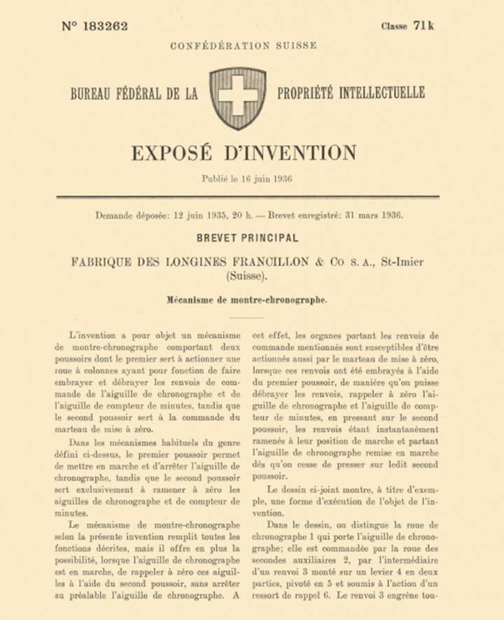 Le brevet du flyback, demande déposée le 12 juin 1935 et brevet enregistré le 31 mars 1936.