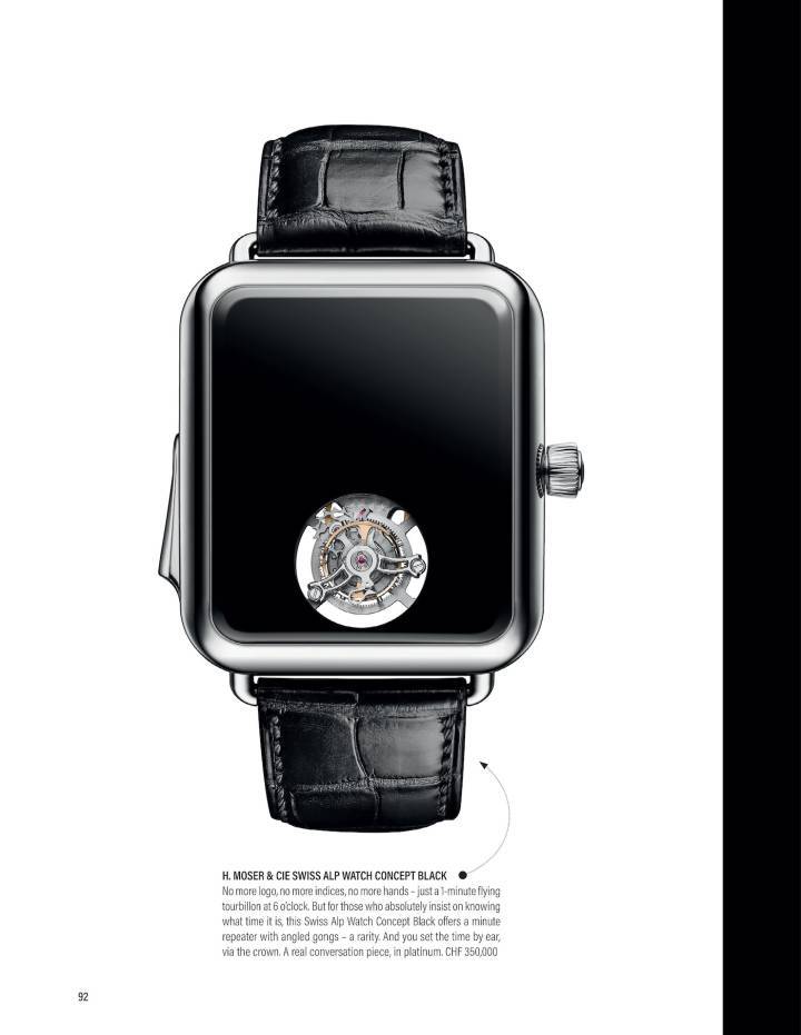 La Swiss Alp Watch, un pied-de-nez à l'Apple Watch, fait partie de ces modèles concept provocateurs qui ont positionné H. Moser & Cie dans tous les esprits dans la deuxième moitié des années 2010. Ici une archive Europa Star de 2019. Depuis lors la marque, qui a décuplé de taille, s'est assagie, mais garde une facette très expérimentale. 