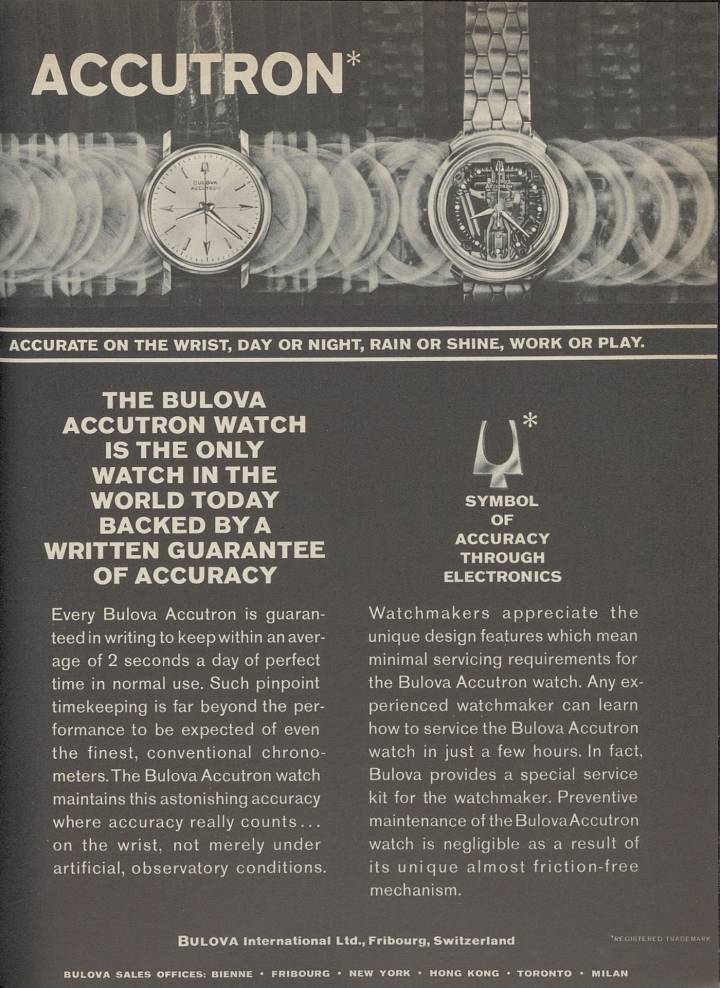 Une annonce pour la jeune Accutron parue dans Europa Star en 1963