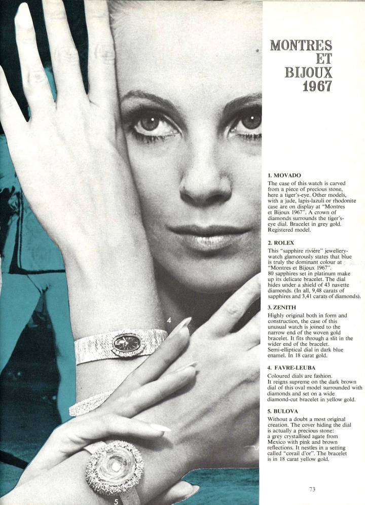 La marque américaine Bulova exposait également lors du salon. Elle fait aujourd'hui partie du groupe japonais Citizen, qui détient également l'horloger genevois Frédérique Constant.