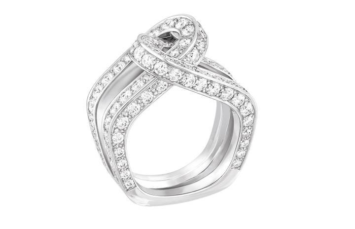 Bague Maillon en or blanc et diamants