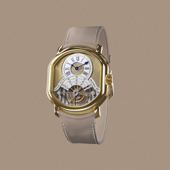 Limitée à seulement 20 exemplaires, la Tourbillon Souscription s'inspire du modèle original de 1988, tout en intégrant de subtils ajustements: le plus important d'entre eux concerne les cornes, qui ont été remodelées en un élégant arc descendant. Le cadran est fourni par Comblémine, la société d'un autre maître-horloger: Kari Voutilainen.