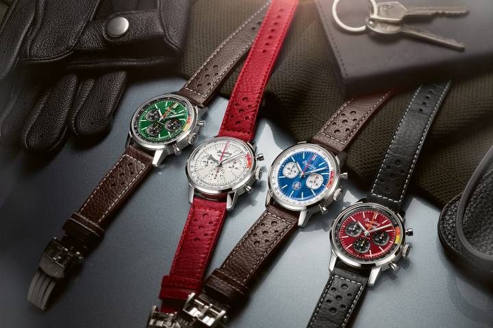 Les quatre montres de la série Top Time Classic Cars arborent les couleurs et les emblèmes de voitures de sport de référence des années 1950 et 1960.