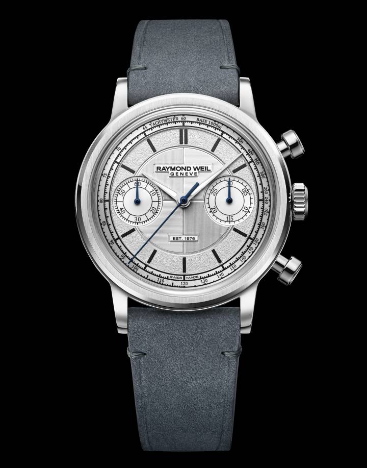 The Fifty, modèle anniversaire de Raymond Weil pour les 50 ans de la marque en 2026, limité à 50 exemplaires, avec un mouvement historique Valjoux 23-6 entièrement restauré et décoré à la main.