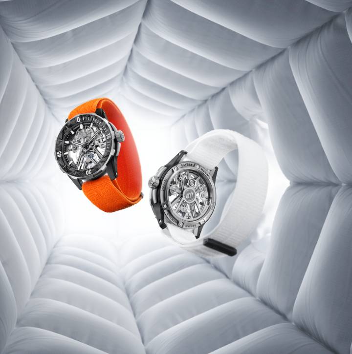 La nouvelle Diver AIR d'Ulysse Nardin est un concentré de technologie et de circularité. Montre de plongée la plus légère au monde à 52g, elle est composée de matériaux recyclés à 90%. Du titane recyclé du mouvement au composite des inserts de boîte en Nylo®-Foil, un mélange unique de 60% Nylo®et 40% fibre de carbone, également recyclé.