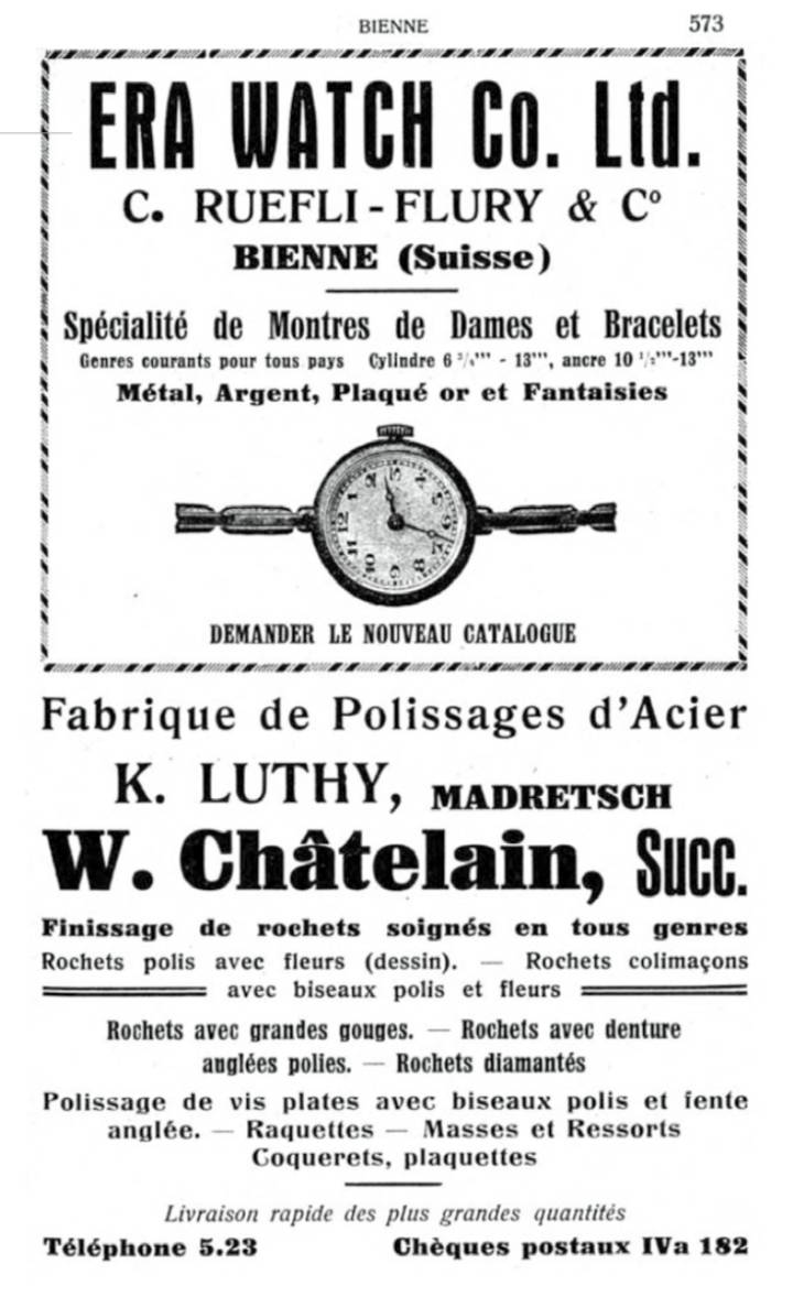 Publicité Era Watch, 1927