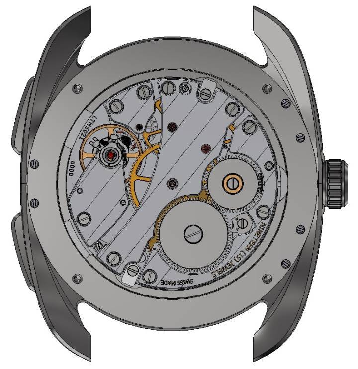 Le mouvement Pecqueur LTM 5021, vue de dessous