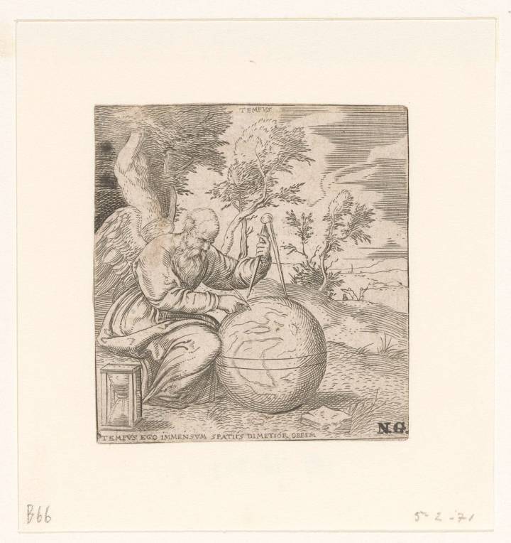 Le temps en vieillard avec une boussole, un globe et un sablier, attribué à Francesco Salviati (1533-1567)