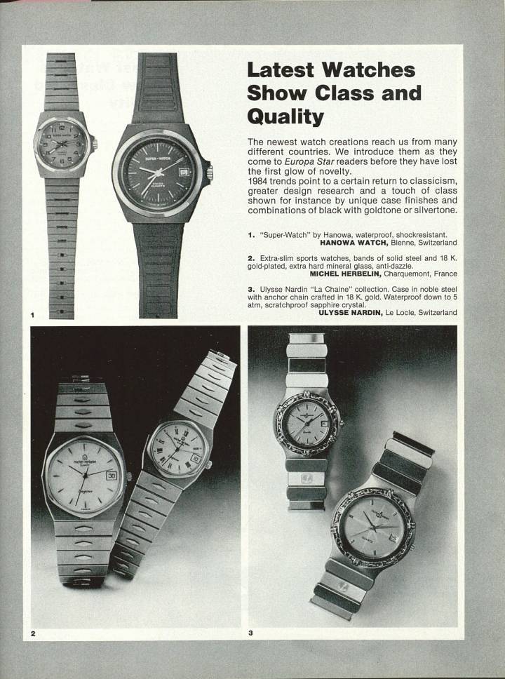 A partir des années 1980, Hanowa explore un nouvel univers: celui des montres robustes, comme le montre notre archive ci-dessus datant de 1984 sur sa «Super Watch». Cela débouchera dans les années 1990 sur la création d'une marque dédiée à part, Swiss Military, puis sur une reconnaissance de l'armée suisse en 2015 sous forme de licence officielle.