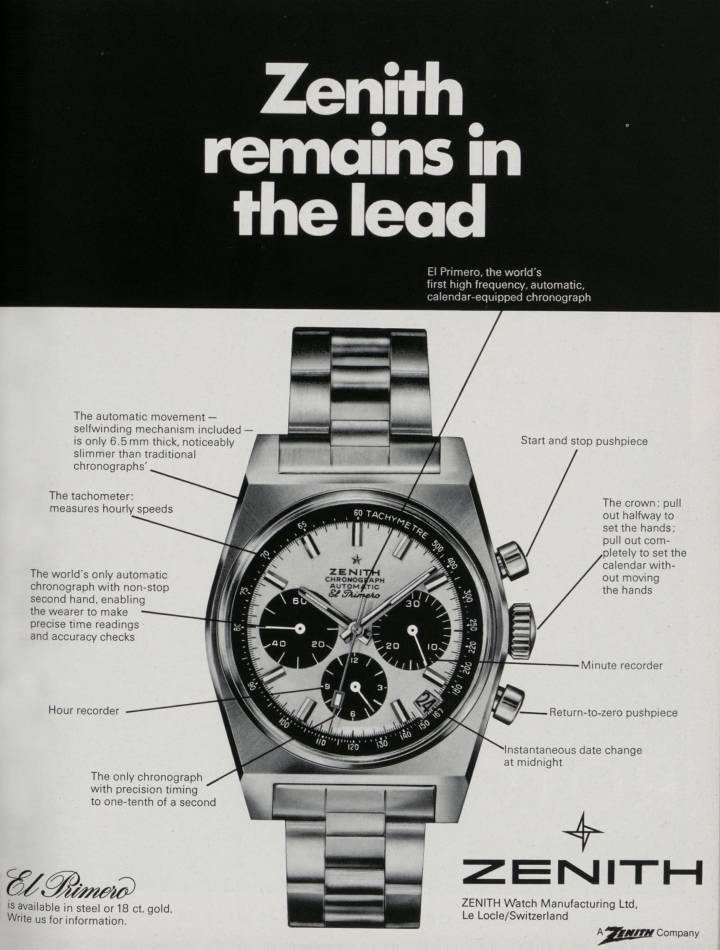 La dernière publicité El Primero d'Europa Star Europe 2/1972