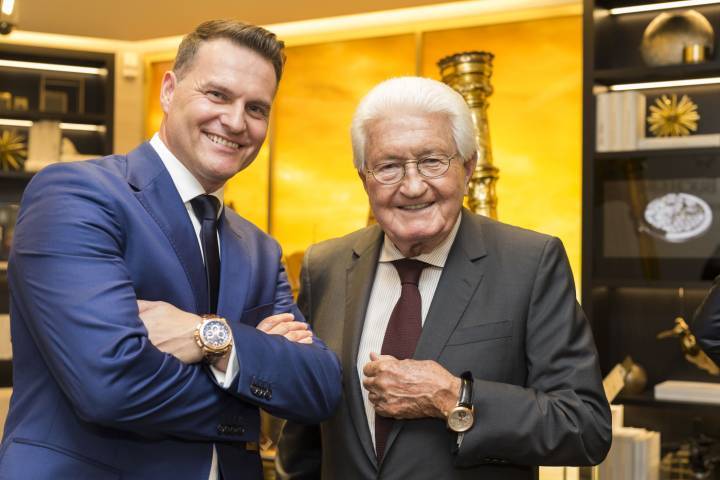 Sascha Moeri et Jörg G. Bucherer: fondée en 1888, Carl F. Bucherer est l'une des rares manufactures horlogères suisses encore en mains familiales et toujours dirigées par la famille fondatrice.