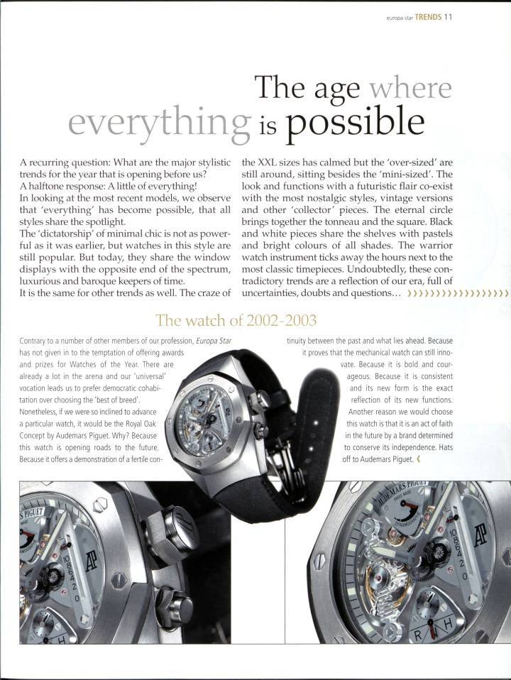 Une création iconique dans les archives d'Europa Star: la Royal Oak