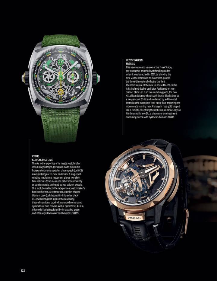 La Klepcys DICE Lime impressionne à son lancement avec son système de double chronographe fonctionnant de manière indépendante. Un modèle de très Haute Horlogerie à l'exécution audacieuse. Ici dans Europa Star en 2022.
