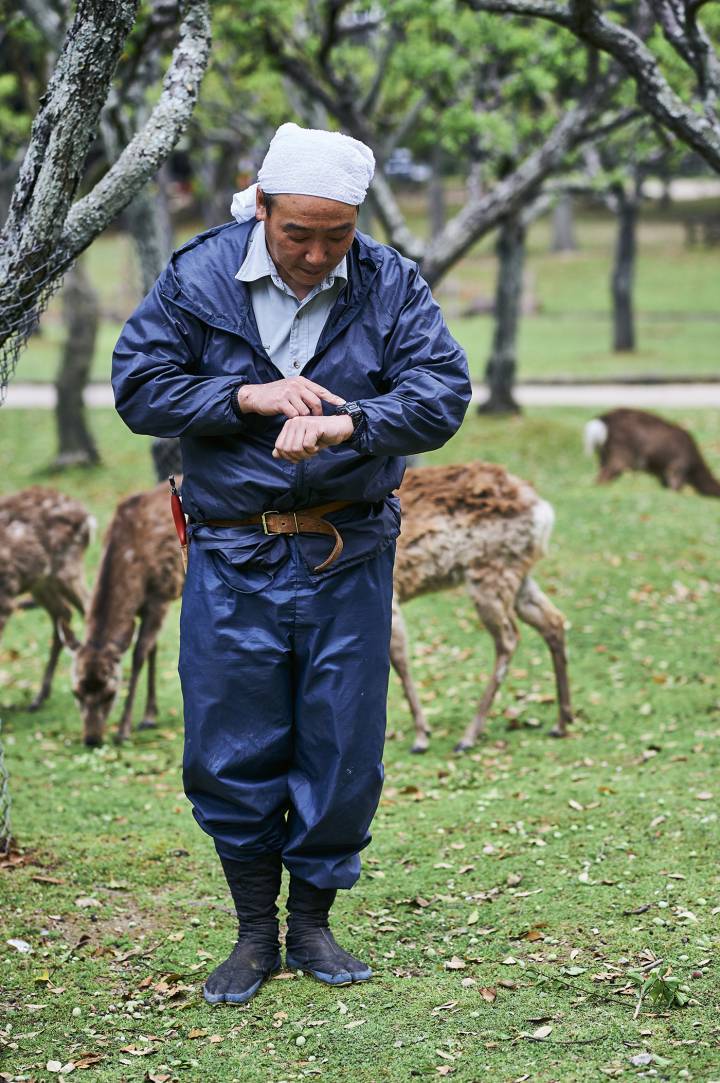 Japon, Nara: «Nous étions fin mai. Les cerisiers avaient terminé leur floraison et le Parc de Nara était envahi de cerfs. J'ai vu ce jardinier chaussé de jikatabi, ces chaussures à un orteil, qui venait de descendre de l'arbre. J'avais l'impression qu'il sortait d'un manga. Il m'a indiqué l'heure dans une ambiance féérique. Je me suis demandée s'il était dans la réalité ou si j'étais en train de rêver?» 
