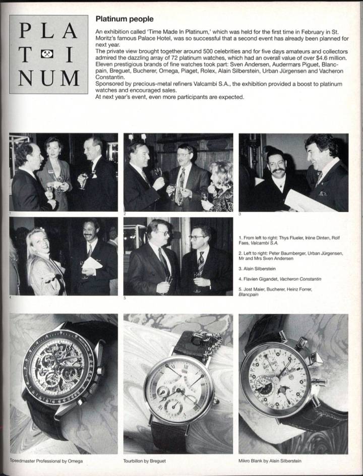 Peter Baumberger en 1994 (photo n°2). L'horloger avait à coeur de partager son savoir-faire avec d'autres talents prometteurs du métier.