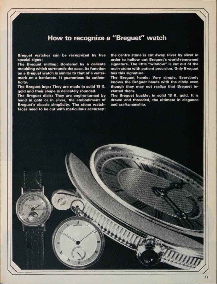 Les codes intemporels de Breguet, tels que présentés dans Europa Star en 1983. A cette date, Breguet appartient aux frères Chaumet de Paris.