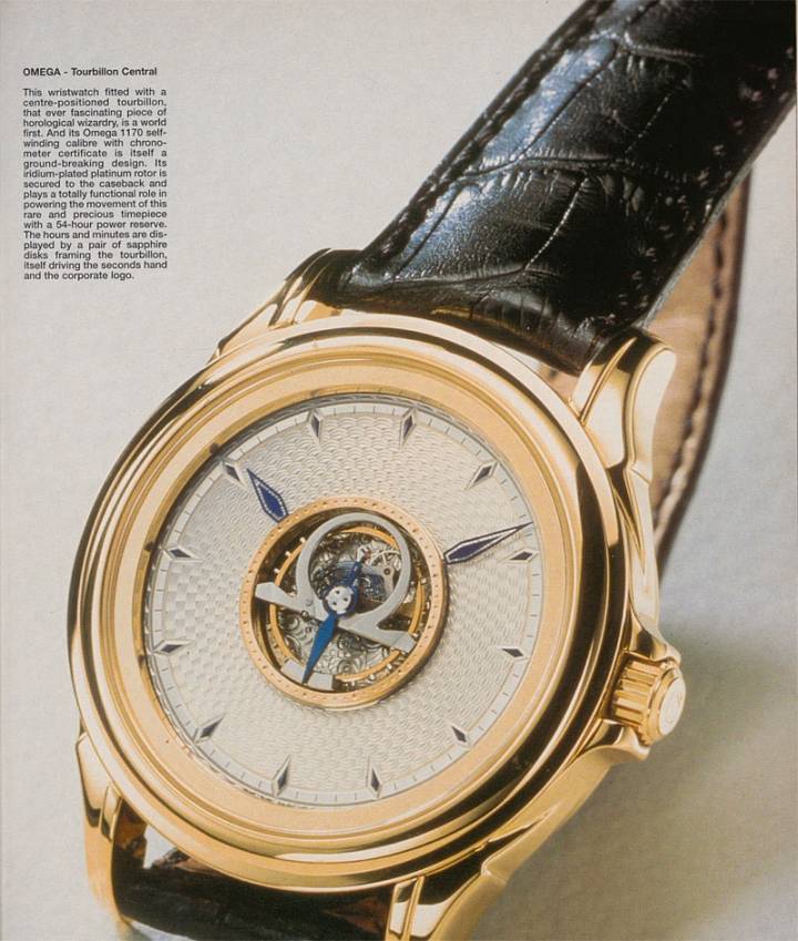 Le premier Tourbillon Central d'Omega, présenté dans Europa Star en 1995. 