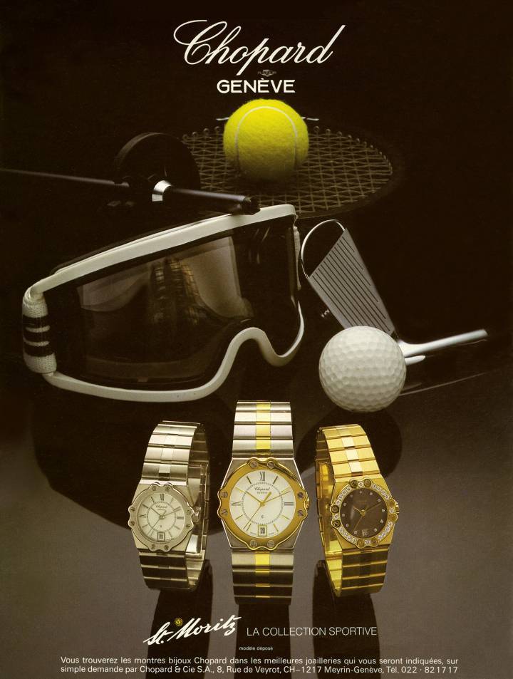 Ancienne publicité montre St. Moritz (années 1980)