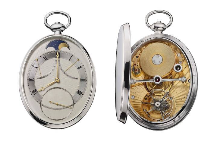 The Oval, adjugée l'an dernier pour plus de 3,6 millions de francs aux enchères, le fruit du génie de Derek Pratt, avec son tourbillon volant une minute doté d'un mécanisme de remontoir à force constante intégré, son échappement à détente à ressort de type Earnshaw et son affichage des phases de la lune.